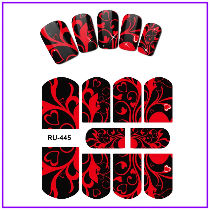 RU445 UPRETTEGO NAIL ART Красота вода наклейка слайдер наклейки на ногти цветок лист лоза ротанг лист Виноград фиолетовый RU445-450 - Цвет: RU445