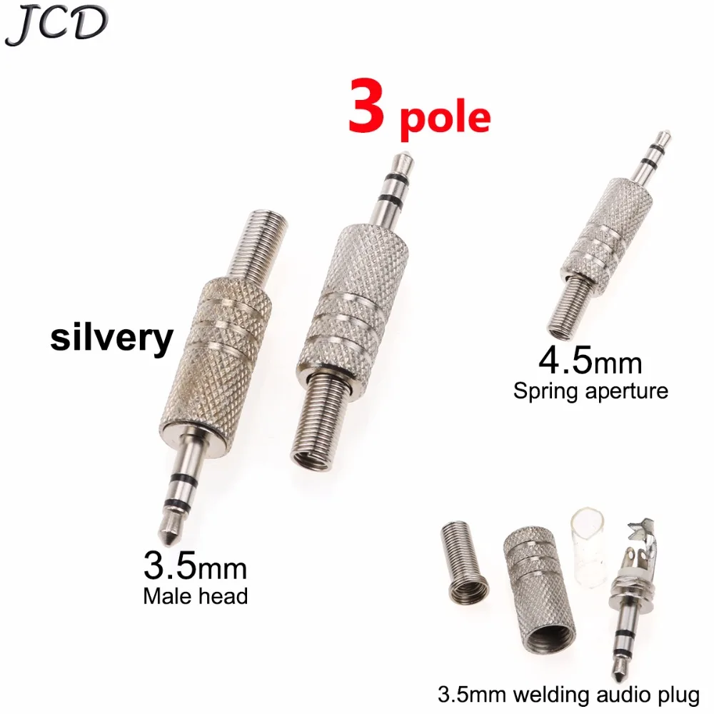 JCD Новый 3 5 мм польских ремонт наушников аудио разъем припоя крышка серебро