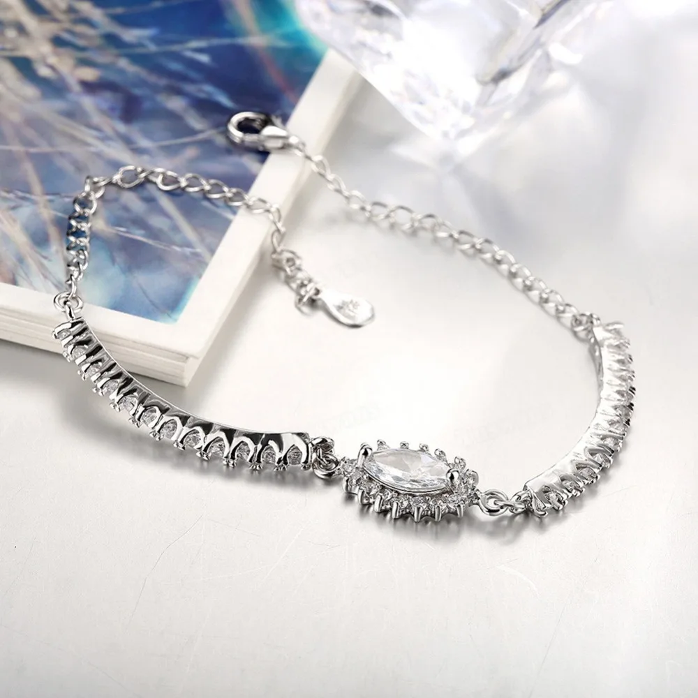 Нежные сверкающие высококачественные браслеты из чистого серебра 925 пробы AAA