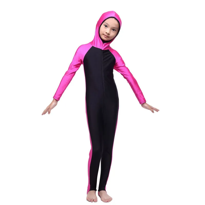 

Muslim Girls Full Cover Swimwears Islamic Children One-piece Hooded Swimsuits Arab Islam Beach Swimming Diving Suits Burkinis