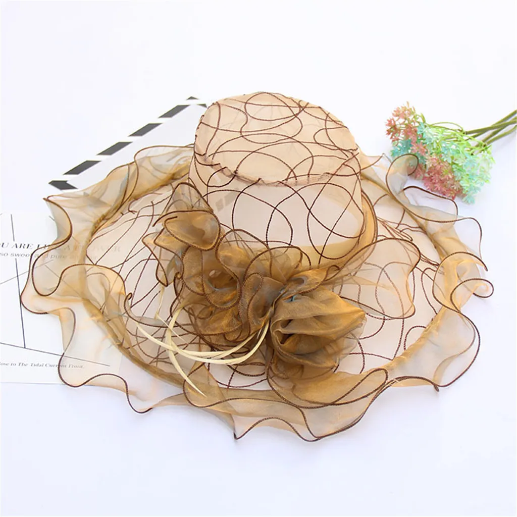 Feitong, женская шляпа с широкими полями, Кентукки, Дерби, органза, защита от солнца, вечерние, церковные шляпы, перо, свадебные, вечерние, Свадебные шляпы# G25