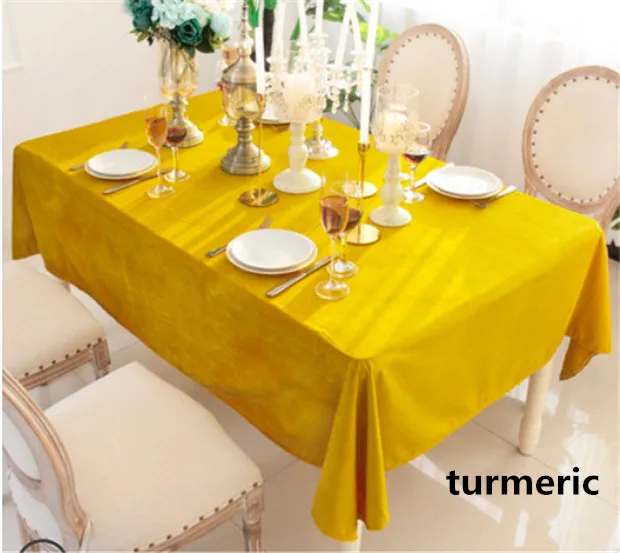 Turmeric Романтическая скатерть ярких цветов, роскошная однотонная бархатная Рождественская скатерть с кисточками Toalha De Mesa, королевская скатерть для обеденного стола - Цвет: Turmeric