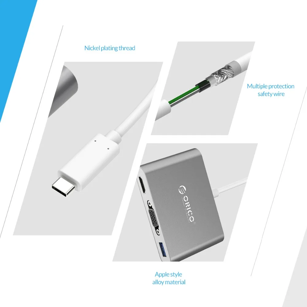 ORICO usb-хаб USB C к HDMI RJ45 VGA type-C PD адаптер для Mac/samsung Galaxy/huawei type C USB 3," концентратор