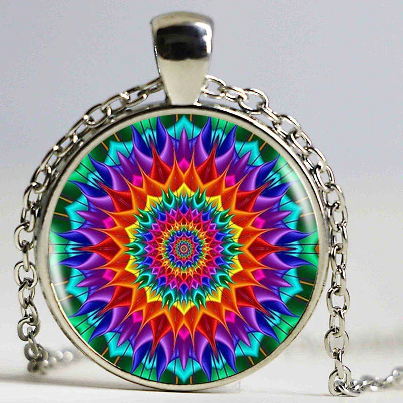 Тибетское Om ожерелье Мандала серое ювелирные изделия винтажные буддизм для