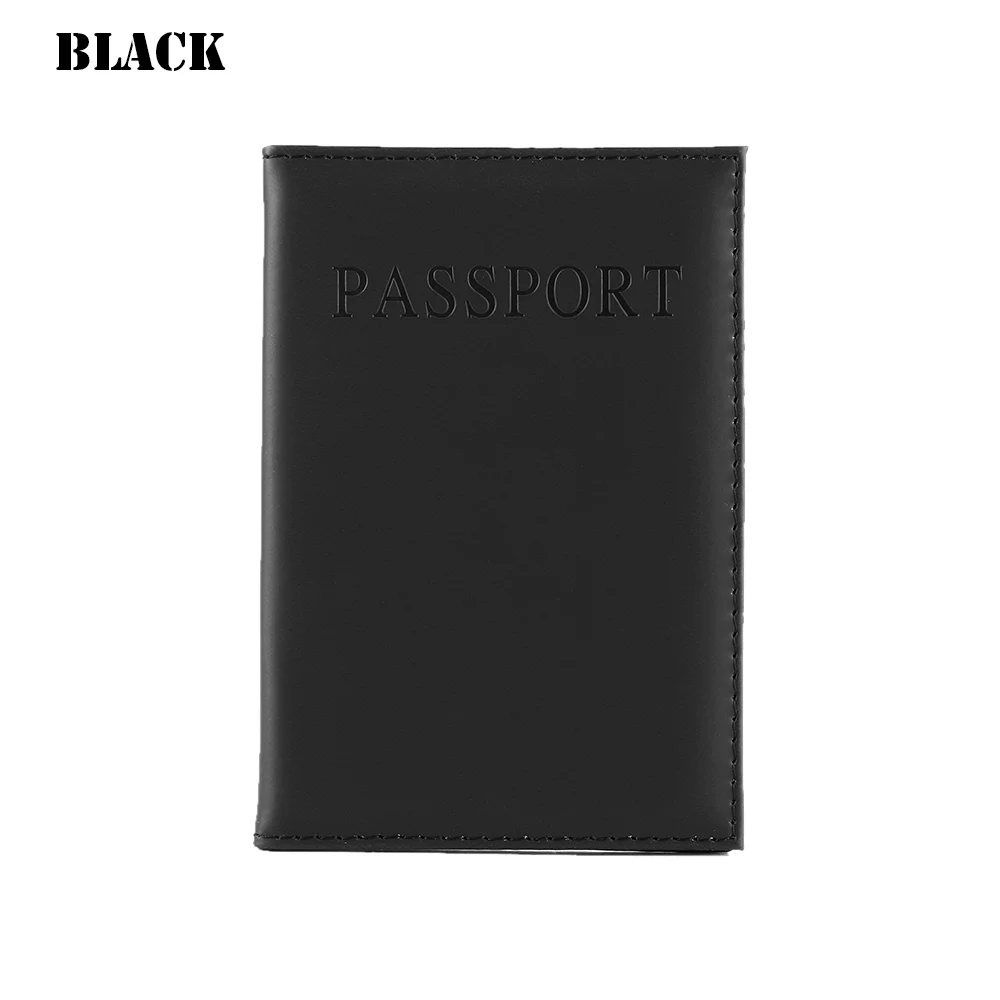 Artificial Leather Women Passport Holder Couple Models Women's Travel Business Passport Cover Unisex Card Case Men Card Holder - Цвет: Black