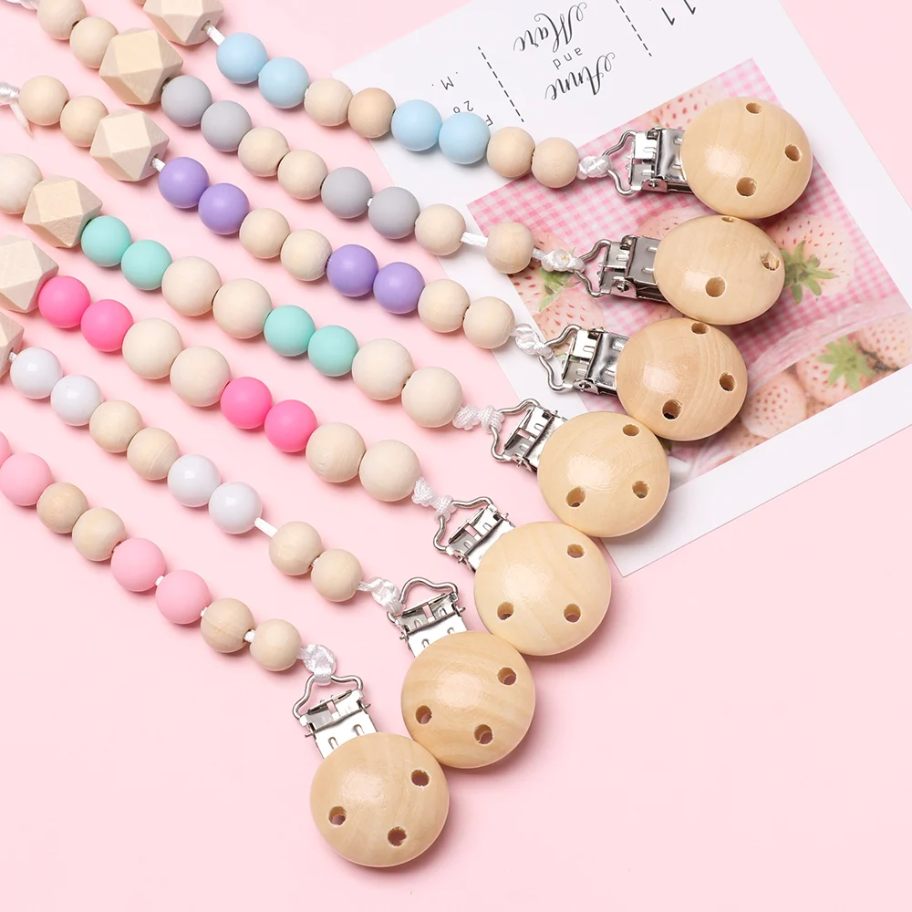 Детская цепочка-зажим для соски деревянные бусины зажим пустышки зажимы поводок