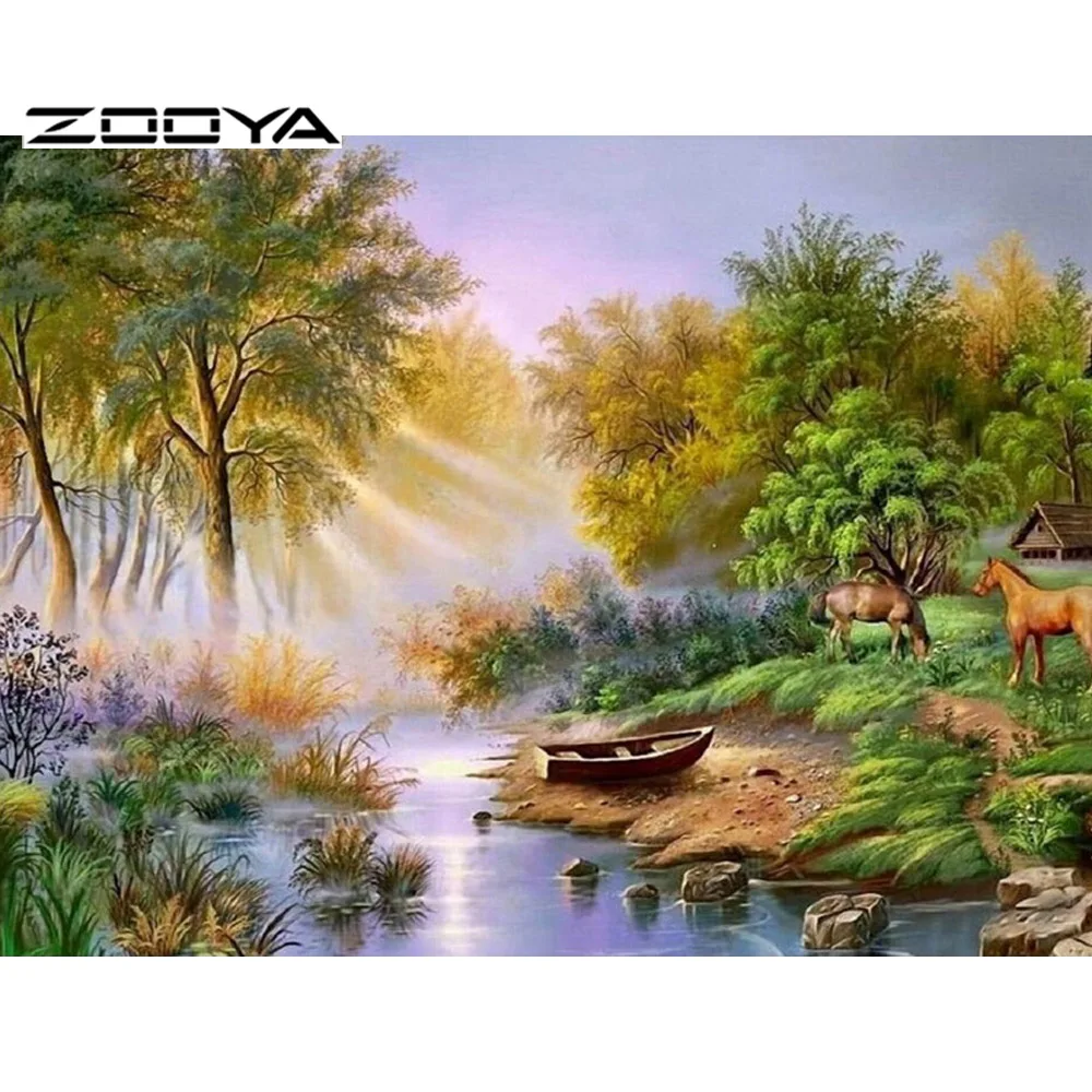 ZOOYA DIY Алмазная вышивка 5D алмазная живопись пейзаж лодка фантазия специальные