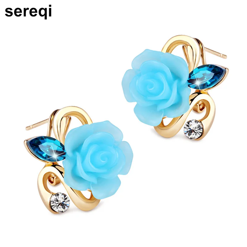 Sereqi Femme букле d'oreille высокое качество смолы цветок уха Пряжка клип Австрийский