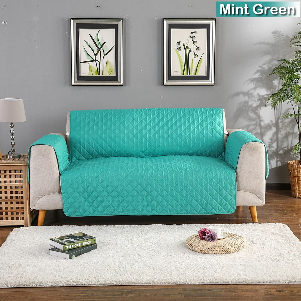 Mint Green Водонепроницаемый протектор Анти-грязные чехлы для диванов Стеганный диван Чехол для дивана стул собака детский коврик Эластичный все включено мебель D20 - Цвет: Mint Green