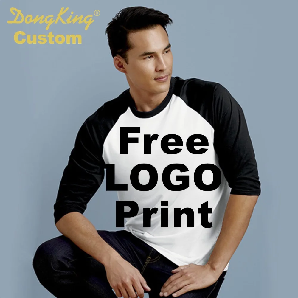 Фото DongKing Custom 3/4 футболка с рукавом реглан хлопковые футболки унисекс Классическая DongKing Custom 3/4 футболка с рукавом реглан хлопковые футболки унисекс Классическая