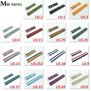 Ремешок MR NENG брезентовый для наручных часов, двухсторонний нейлоновый браслет для наручных часов, 20 мм 22 мм 18 мм, в стиле НАТО, однотонный, 24 мм