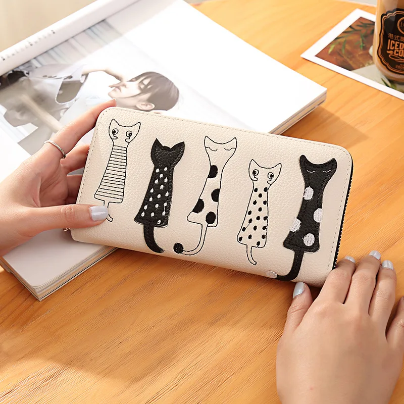 Новый Для женщин кошельки Мода PU кожаный бумажник коробка кошка день сцепления - Фото №1