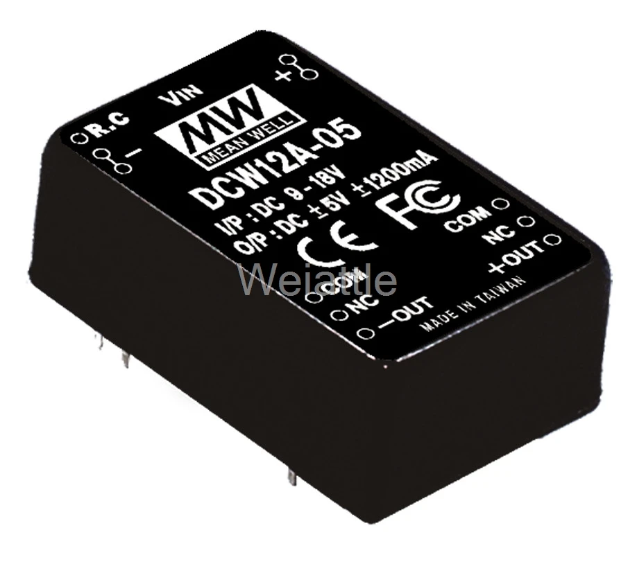 

MEAN WELL original DCW12B-12 12V 500mA meanwell DCW12 12V 12W DC-DC Regulated Dual Output Converter