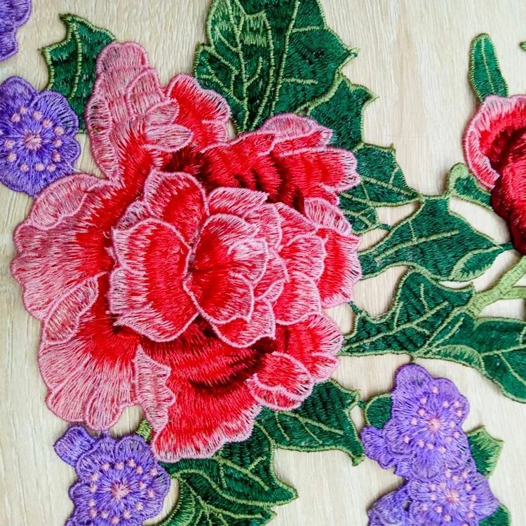 1Set Pink Rose Flower Embroidery Patches for Clothes DIY Clothing Sewing Applique Collar | Дом и сад