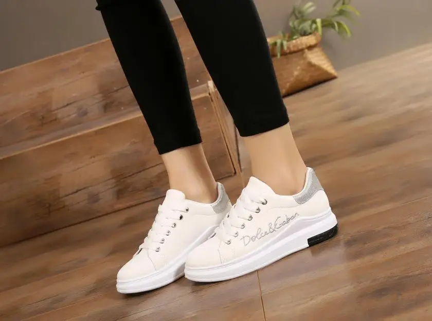 New Spring Autumn Wedges Pink Lace-up Platform Sneakers Women Vulcanize Shoes Tenis Feminino Casual Female Shoes T0111