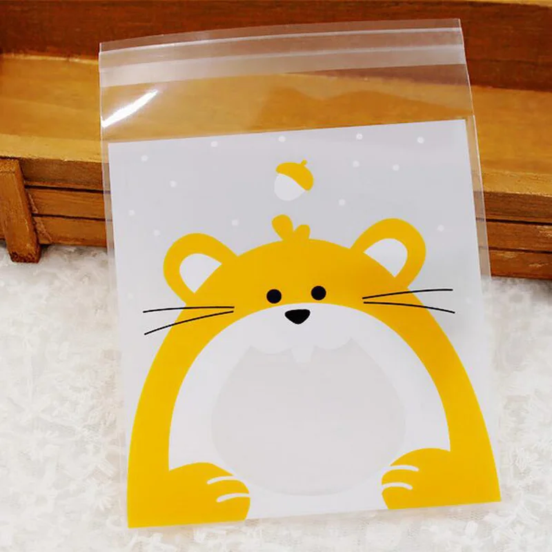 Hot 100Pcs Cute Cartoon Citten Owl Squirrel Pig Pattern Plastic DIY Cookie Packaging Bags Wedding Gifts Candy Snack Food | Дом и сад