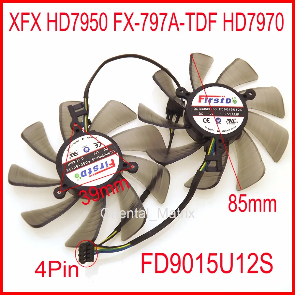 Бесплатная доставка 2 шт./лот FD9015U12S 12 В 0 55a 85 мм для видеокарт XFX HD7950 FX-797A-TDF HD7970 4