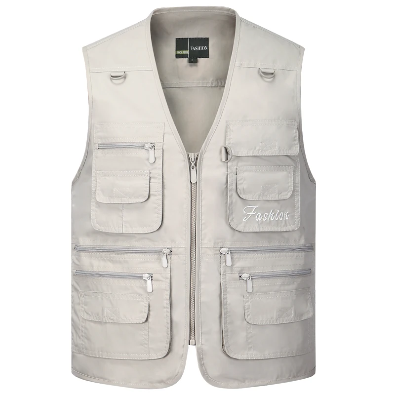 Summer Men Sleeveless Baggy Jacket With Many Pockets Male Casual Regular Fit Multi Pocket Photographer Vest Waistcoat For Mens images - 6