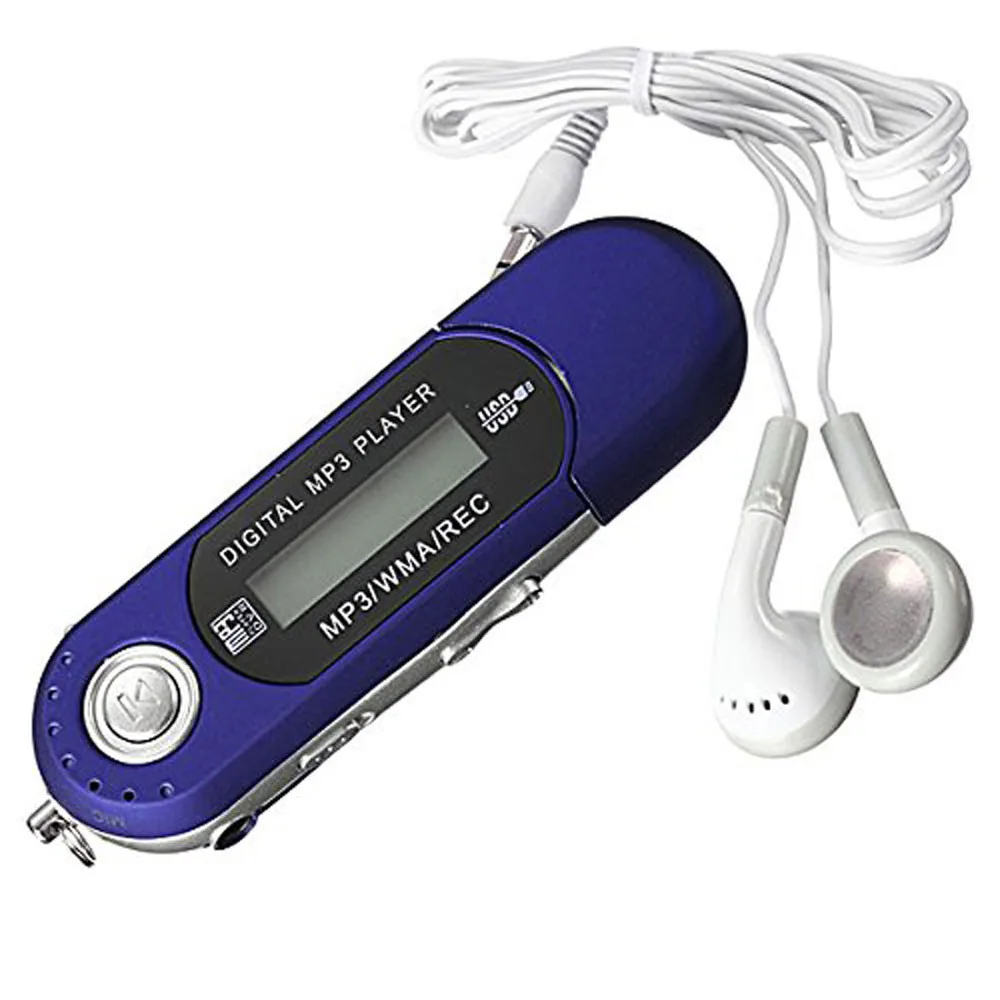 Синий 8 Гб большой памяти флеш-диск USB 2,0 ЖК мини MP3 музыкальный плеер с fm-радио высокое качество музыкальный бар#10 - Цвет: Синий