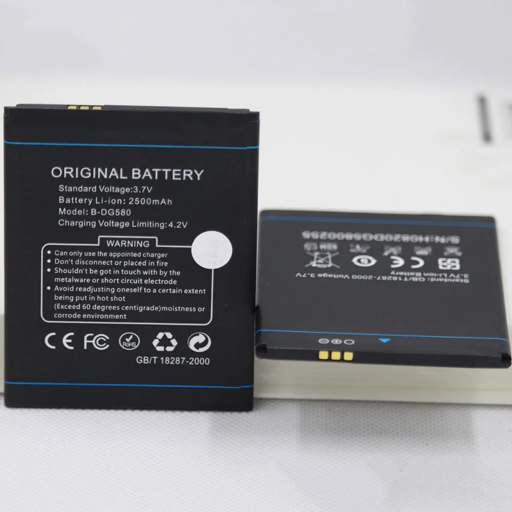 

20pcs/lot B-DG580 Internal Phone Battery For DOOGEE KISSME DG580 3.7V 2500mAh B DG580 lithium CellPhone replace Battery