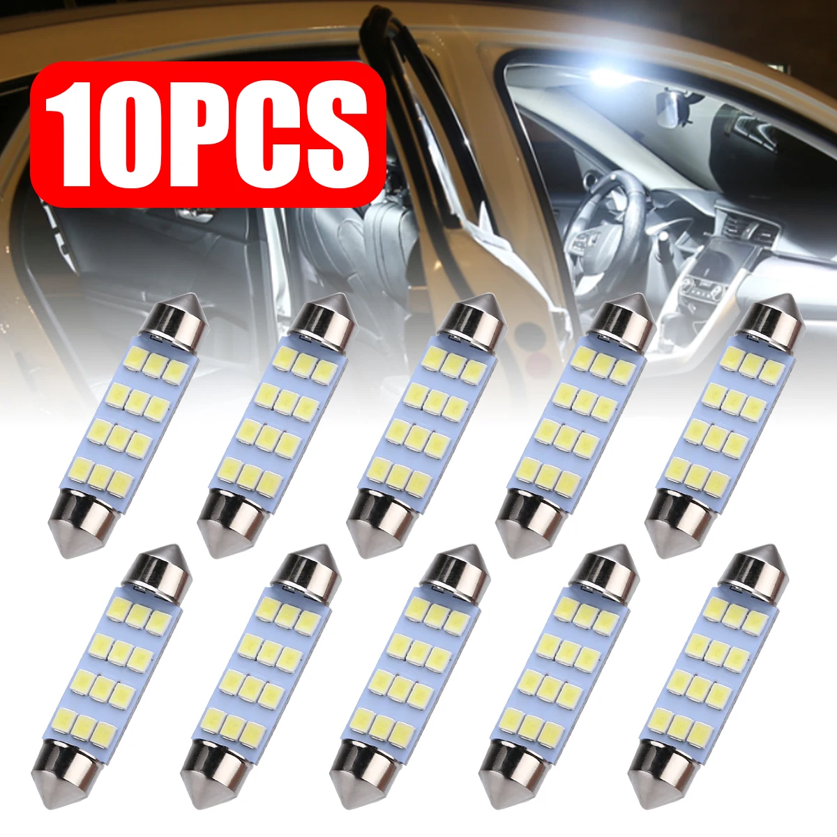Mayitr 10 шт. 41 мм 3528 12SMD Белая светодиодная гирлянда Интерьер автомобильного салона Свет Поворотная сигнальная лампа парковочная резервная лампочка
