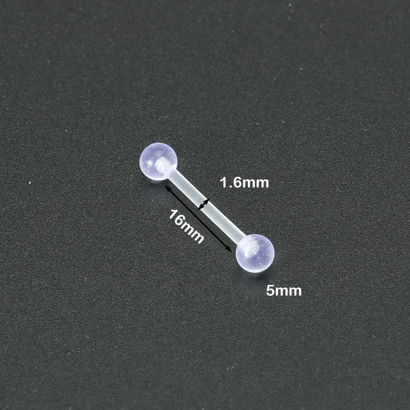 2PCS tongue rings 1 2 шт пластиковые Невидимые пирсинг ювелирные изделия кольца для носа пупка Язык Кольца бровей кольцо губы Лабрет Фиксатор Бар анти-аллергический - Окраска металла: 2PCS tongue rings 1