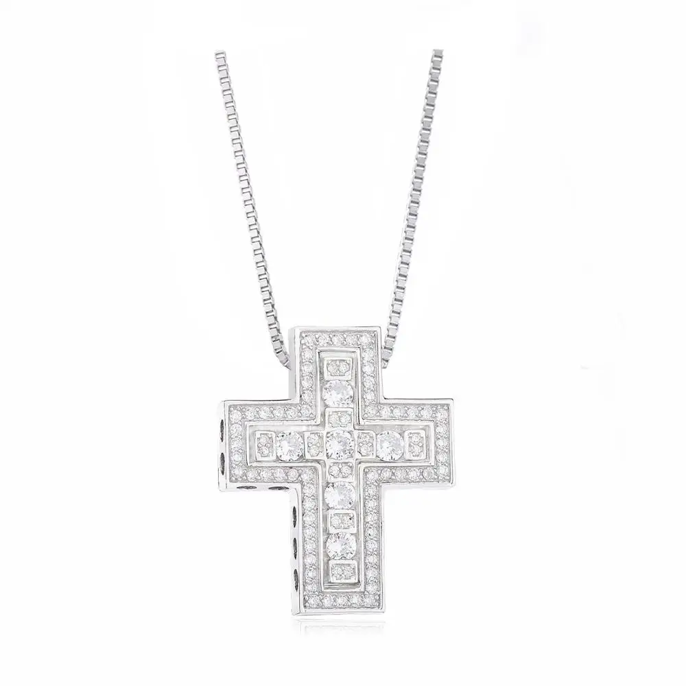 Silver Color Cross Lovecabin, японский дизайн, 925 пробы, серебряный крест, кулон и ожерелье для женщин, двойной крест, кулон, мужское ожерелье, ювелирное изделие - Окраска металла: Silver Color Cross