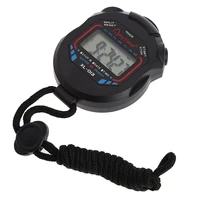 classic digital handheld lcd chronograph sports stopwatch timer wstring