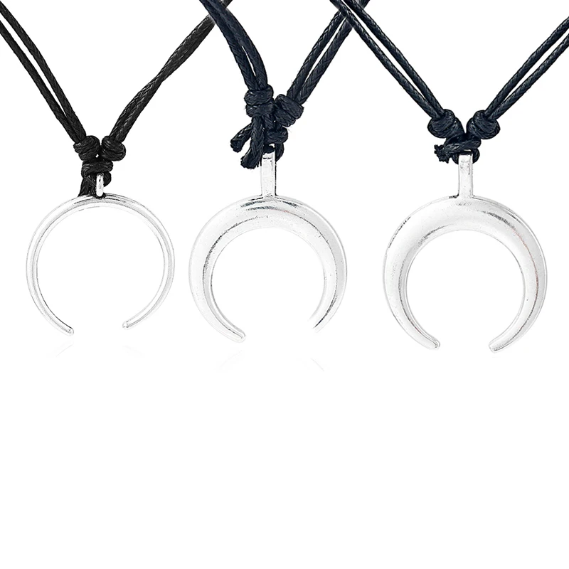 1 шт. античный серебряный цвет форма бычьего рога ожерелье Подвеска полумесяц и