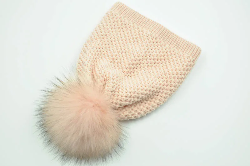 Pink match fur Настоящая меховая шапка с помпоном зимняя женская шапка Новая модная теплая вязаная шапка Брендовая женская меховая шерстяная шапка бини женская шапка - Цвет: Pink match fur