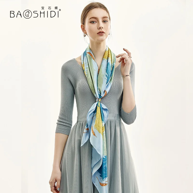 Женский шарф из 100% шелка BAOSHIDI толстый натурального 16 момме 106*106 см |