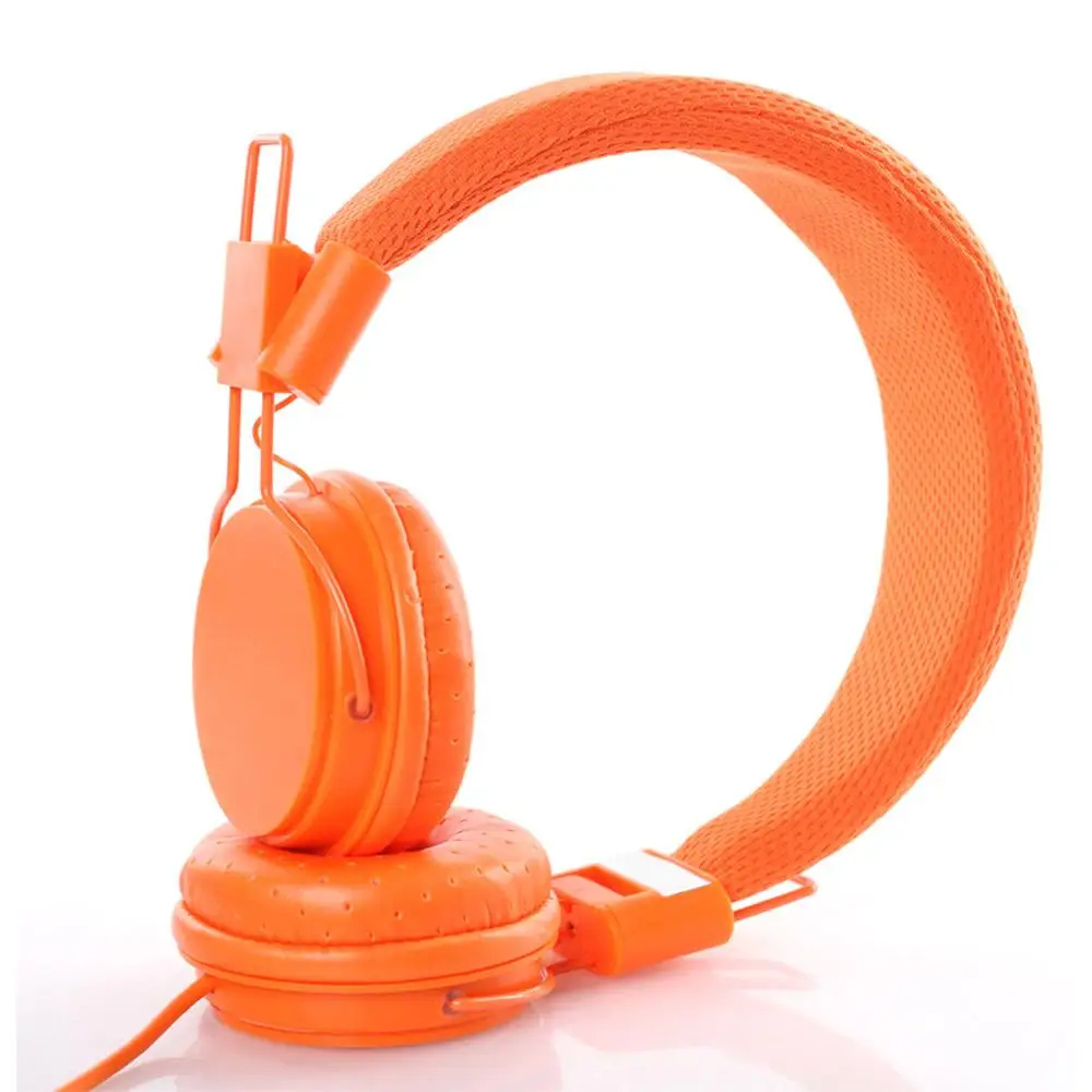 Orange Складные наушники со встроенным микрофоном для детей, детские наушники с проводным шнуром, стерео MP3 наушники из искусственной кожи для ipad планшетов - Цвет: Orange