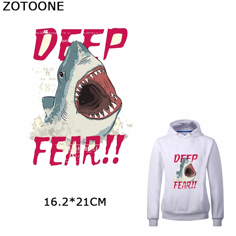 ZOTOONE Deep Fear Iron on Transfer Patches Shark Heat Clothes DIY аксессуары для аксессуаров одежды E|Заплатки|