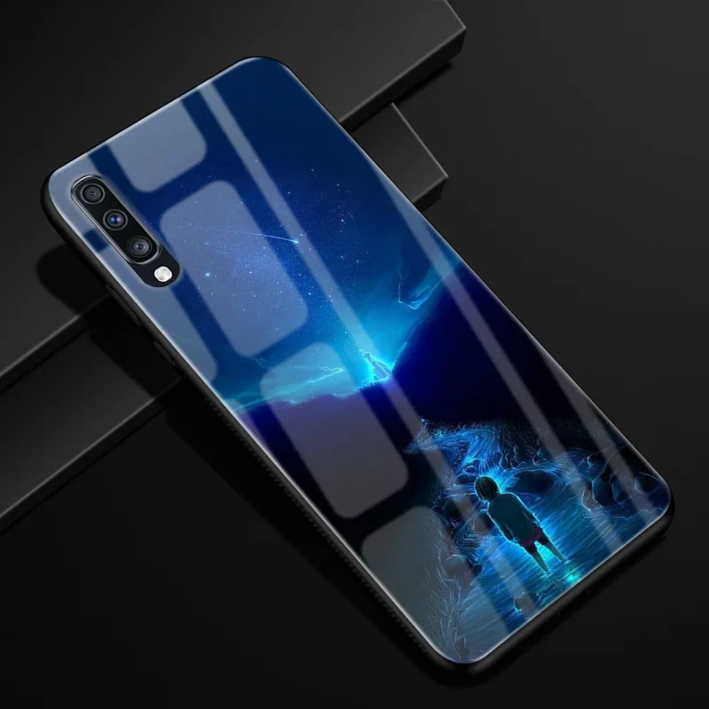 Розовый Чехол для samsung A70, жесткая задняя крышка из закаленного стекла с рисунком для samsung Galaxy A70 A50 A80 A40 A30 A10 A 70, мягкий чехол из ТПУ - Цвет: Розовый
