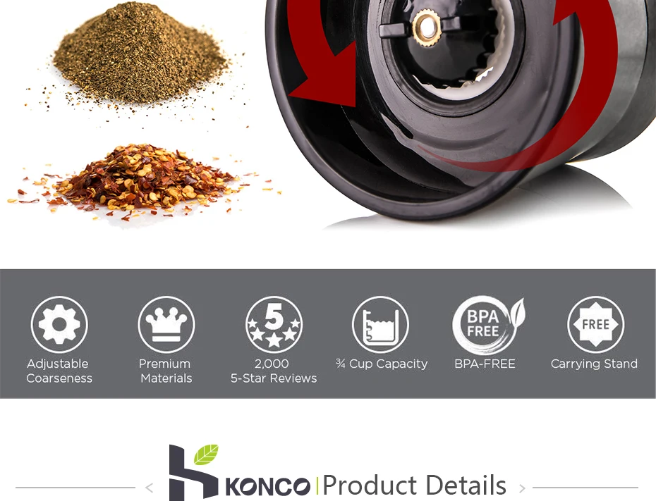 KONCO новая мельница для соли и перца, ручные мельницы для морской соли из нержавеющей стали, регулируемая керамическая мельница для перца со стеклянным корпусом