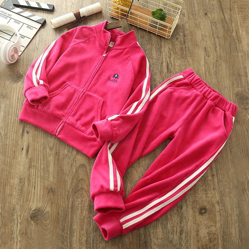 New Style Embroidery Kids Boys and Girls Tracksuits Sportswear fleece jacket Spring Autumn Clothes Children Casual Set 8colors | Детская