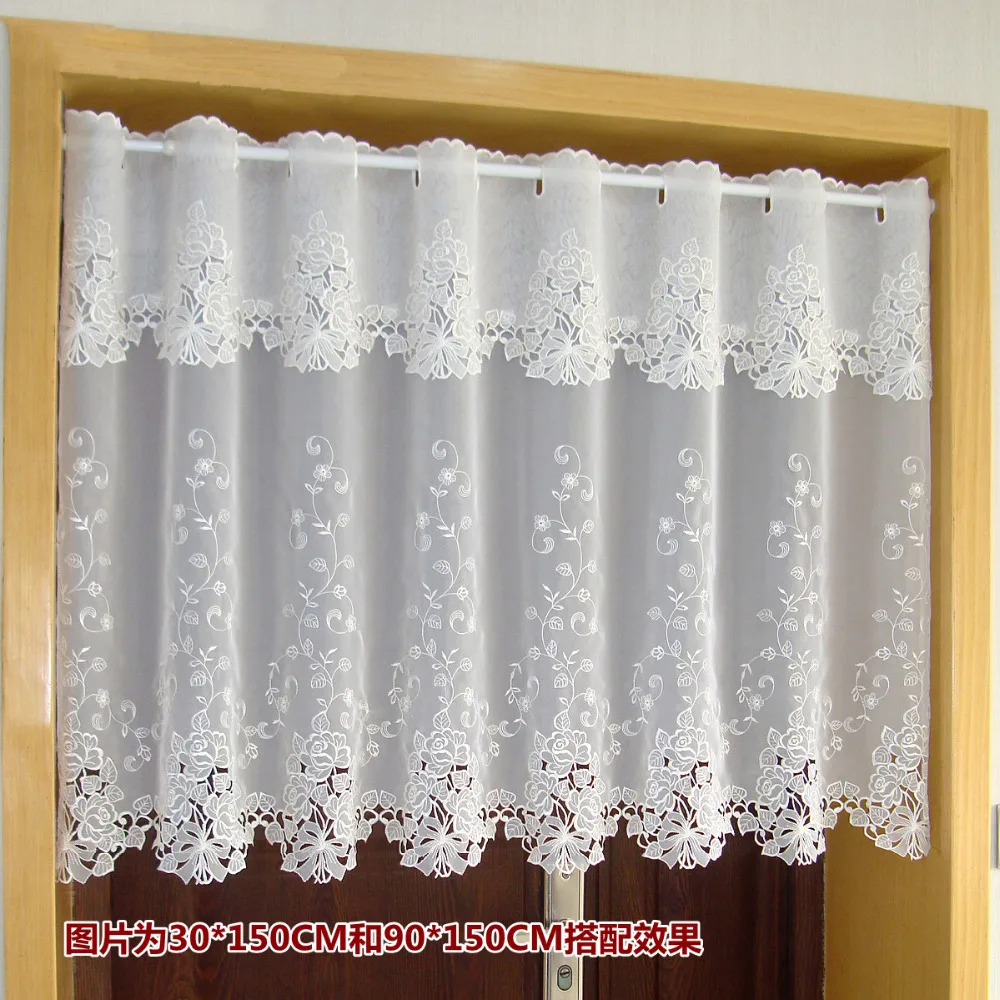 Вуаль Тюлевая занавеска сельская полузанавеска вышитая оконная С кружевной