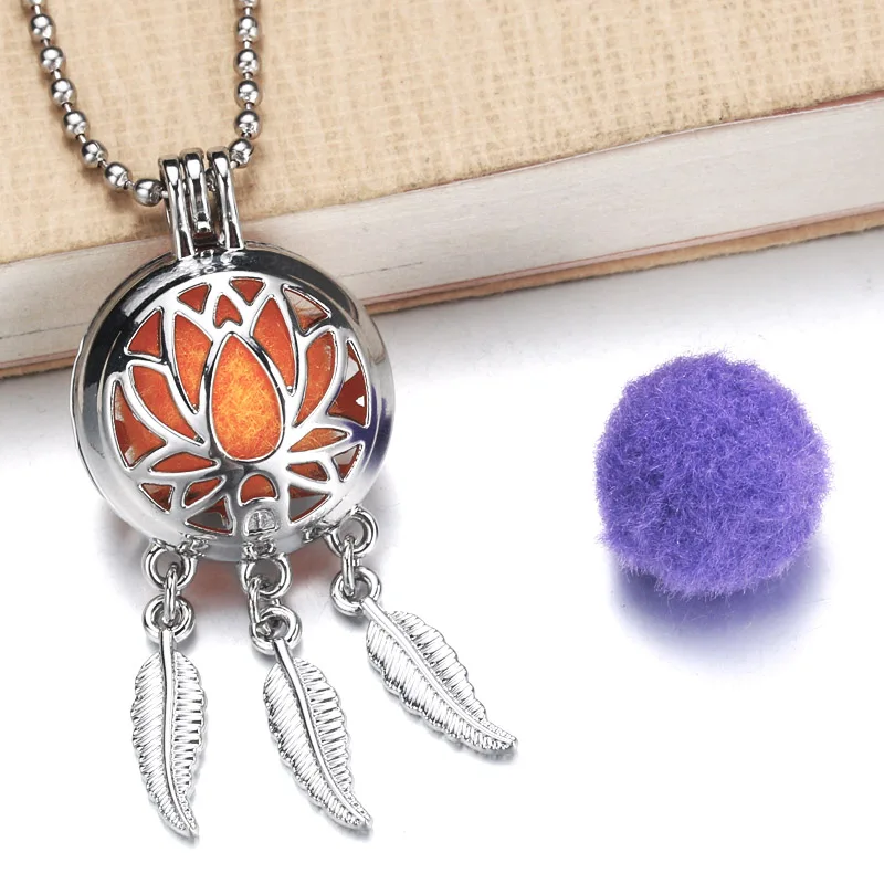 6 шт. Серебряный аромадиффузор Lotus of life ожерелье Парфюмерия Эфирное масло