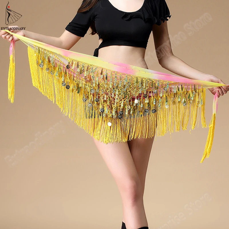 Новый женский платок для восточных танцев Bellydance треугольный с кисточками