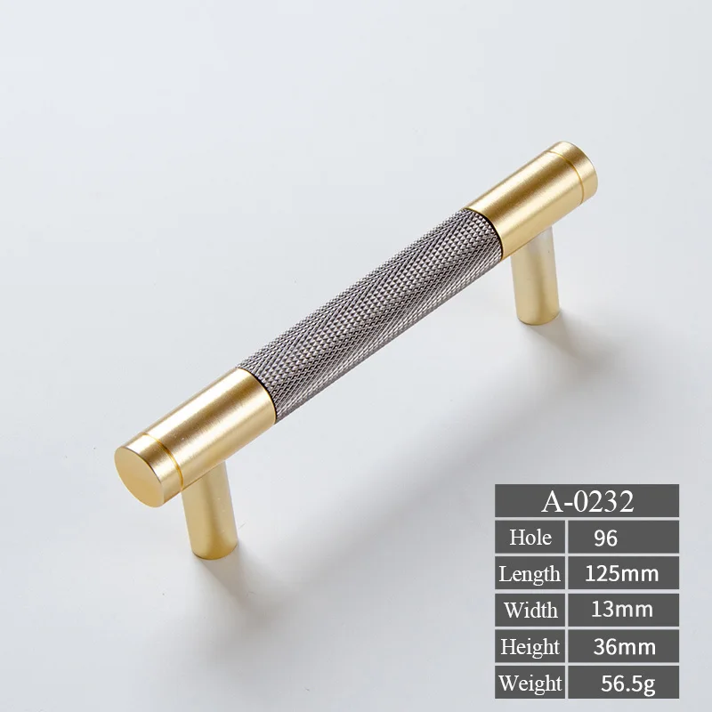 A-0232-96 Золотые ручки для шкафа с накаткой, алюминиевые ручки для кухонного ящика, ручки для спальни 1" T, фурнитура для шкафа с накаткой, ручка и ручка - Цвет: A-0232-96