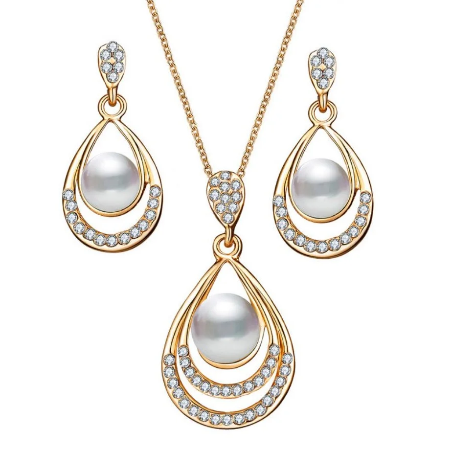 Ювелирные наборы серьги ожерелье пластиковые жемчужные аксессуары из цинкового