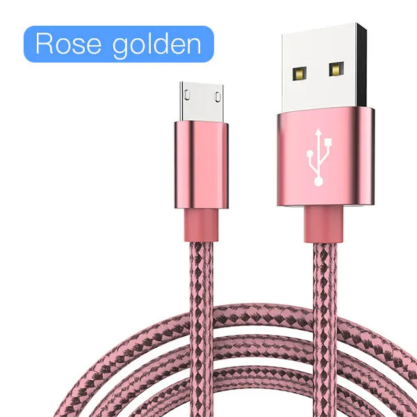Rose Gold ACCEZZ нейлоновый Micro USB кабель для быстрой зарядки и передачи данных для samsung Xiaomi Redmi huawei htc Tablet Android мобильный телефон провод линия - Цвет: Rose Gold