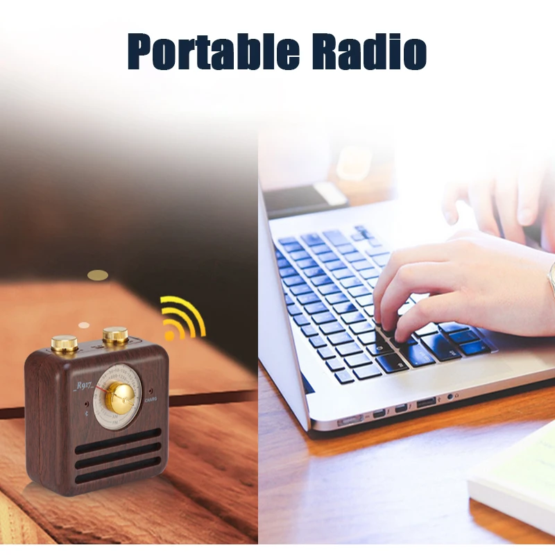 Ретро Радио Bluetooth динамик FM/WB радио 2200 мАч USB заряжается портативный орехового