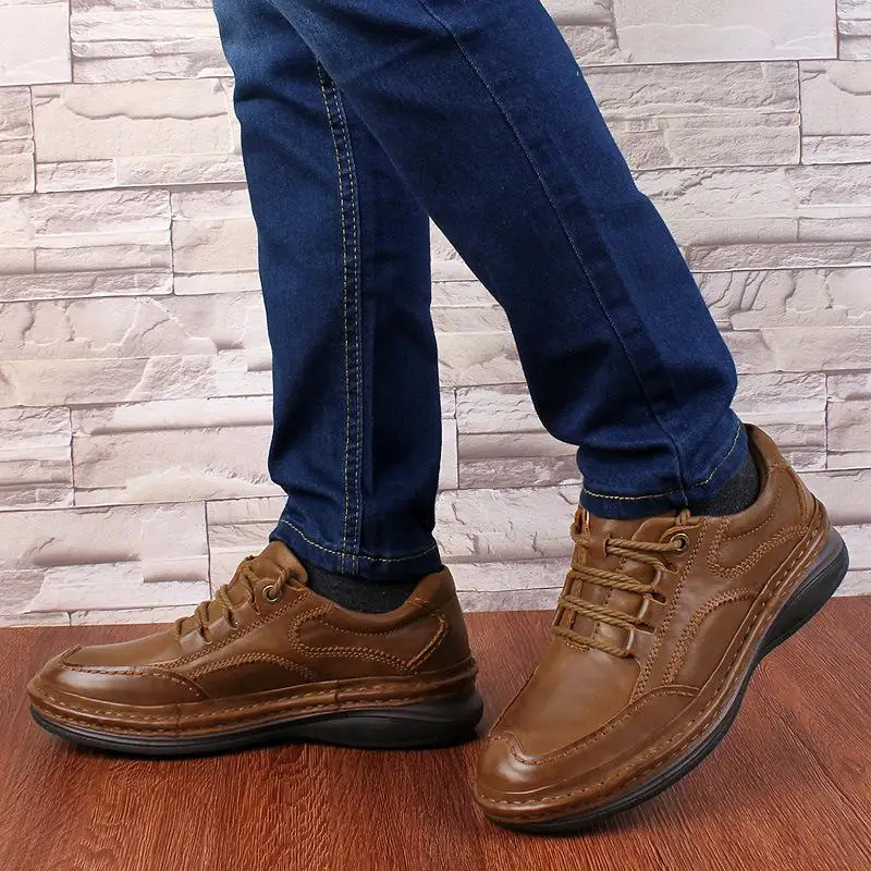 Модная повседневная обувь для Для мужчин удобная осень/зима теплый коричневый