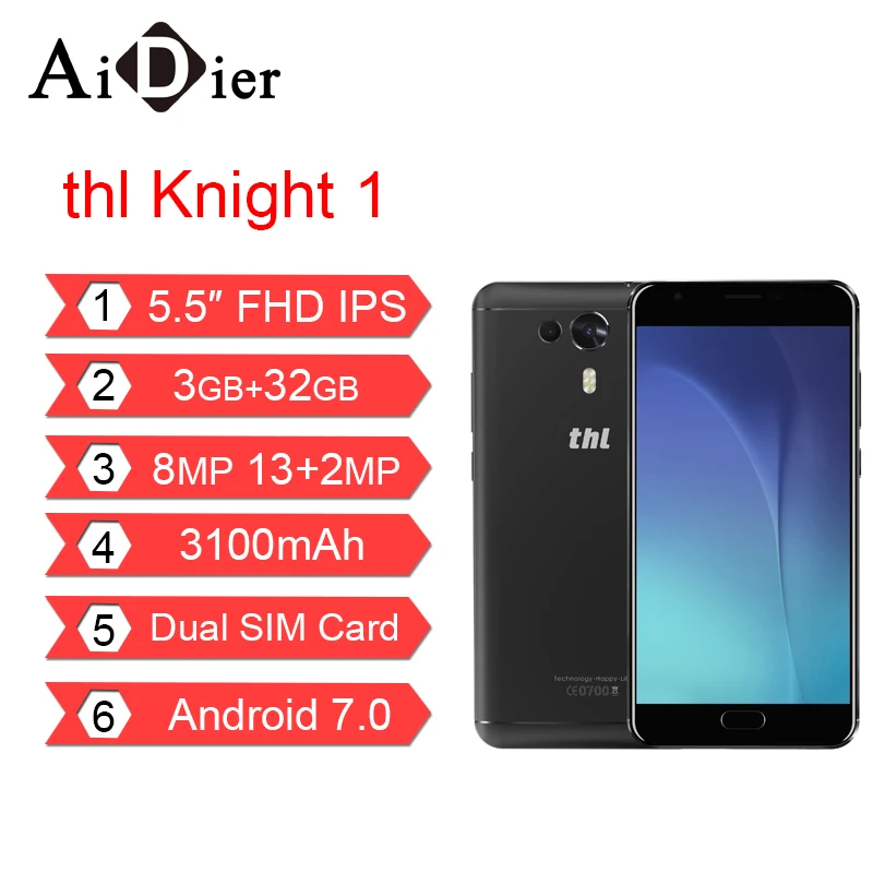 THL Knight 1 мобильный телефон 5 дюймов FHD Android 7 0 Восьмиядерный 3 ГБ ОЗУ 32 Гб ПЗУ 13мп