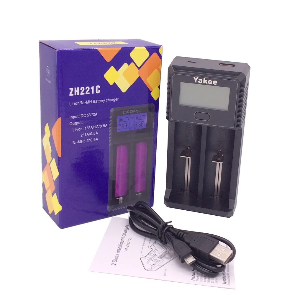 Yakee 2 слота ЖК-дисплей USB зарядное устройство для аккумуляторов 3,7 в 1,48 в Li-Ion NiCd NiMh AAA LiFePO4 18650 26650 14500