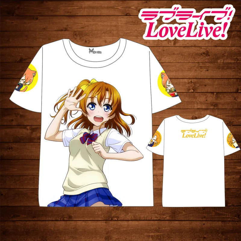 Аниме LoveLive! Школьная футболка для мужчин и женщин летнее платье с коротким