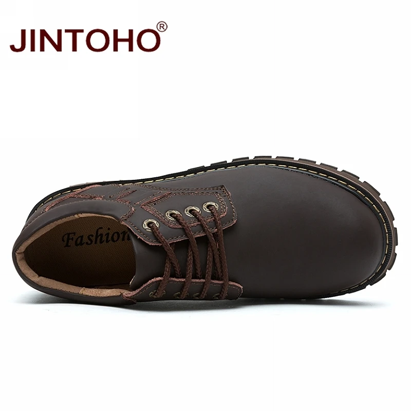 JINTOHO/брендовая мужская обувь из натуральной кожи; зимняя Рабочая и безопасная обувь; модная повседневная дизайнерская мужская обувь; Кожаные Мокасины