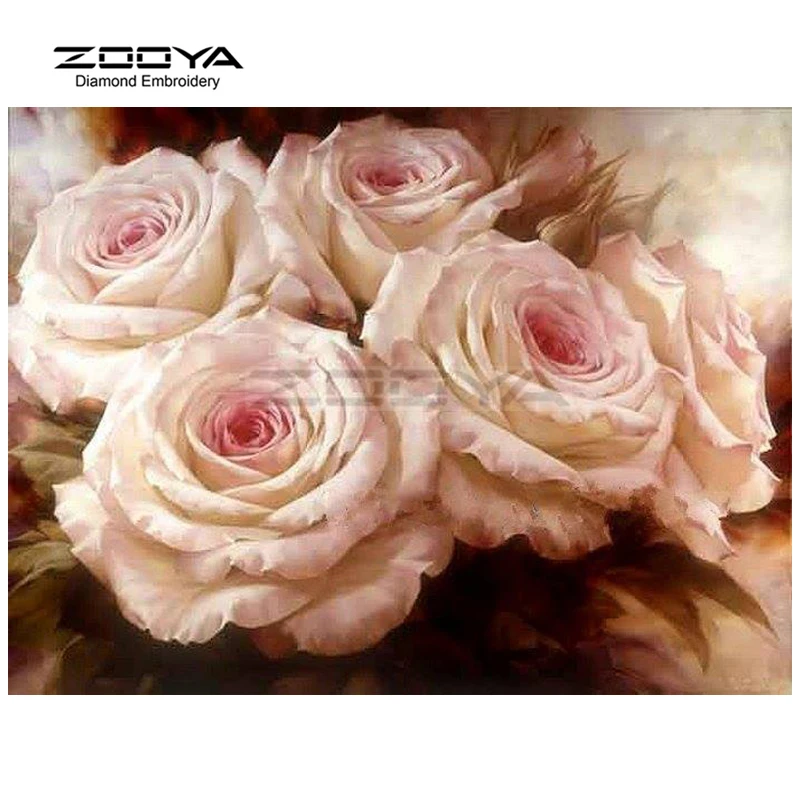 

Needlework Diy Diamond Painting Pink Rose Handwork Diamond Embroidery Full Square Diamond Mosaic Decorative BJ286