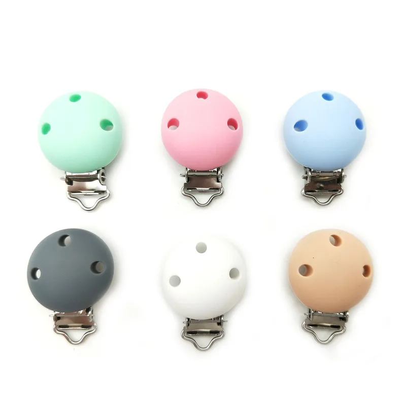 50 шт. круглая цветная силиконовая детская соска зажимы для цепи держатель